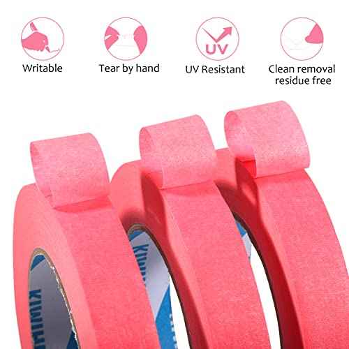 Pink Painters Tape,0.7" x 60 Yards x 3 Rolls (180 Yards Total) - Medium Adhesive Masking Tape for Painting,Labeling,DIY Crafting,Decoration and School Projects