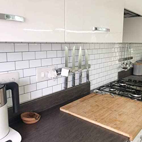 STICKGOO 1-Sheet Subway Tiles Self Adhesive Kitchen Splashbacks, Peel and Stick Wall Tile Stickers, Stick on Tiles Splashback (Black, Thicker Design)