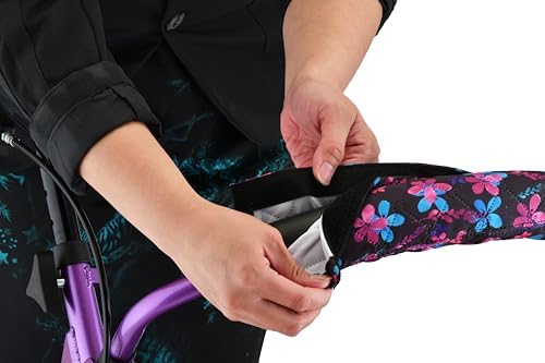 Nova Joy Rollator Walker Seat and Backrest Cover Set - Removable Washable Fabric Cushion Covers for Standard Rolling Walkers - Style and Comfort Upgrade - Essential Mobility Accessory - Garden Flowers