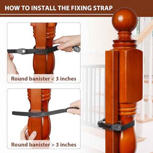 2 Pcs No Hole Stairway Baby Gate Mounting Kit - Fits Round & Square Banisters, Compatible with Most Hardware and Pressure Mount Baby Gates Up to 37 inches Tall