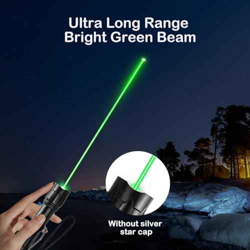 [4 Packs] Green Light Flashlight Rechargeable, Long Range Adjustable Focus Tactical Beam for Outdoor Journeys, Camping, Presentations, TV/LED/LCD Screens, and Stargazing