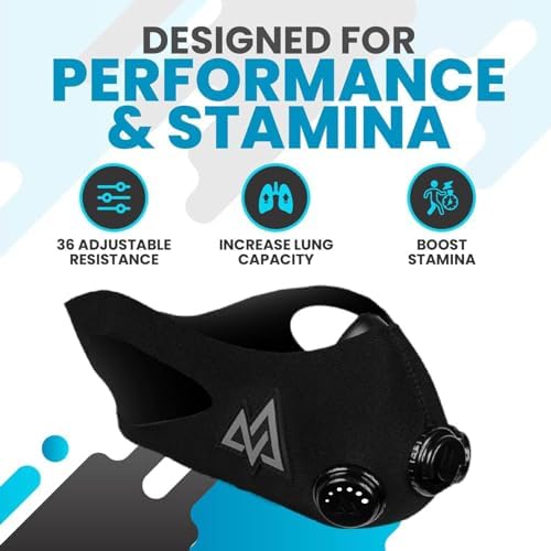 TRAININGMASK Elevation Training Mask 2.0 Blackout + Spray Clean - Multi-Patented with Clincal Studies,Stamina, Endurance