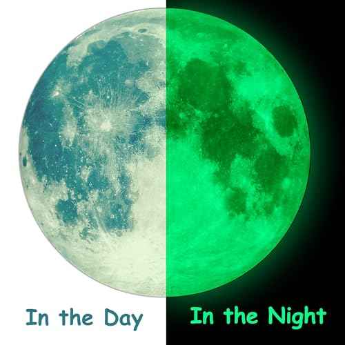 Glow in The Dark Wall or Moon Stickers ? Luminous Decal Stickers for Simulated Moon Effect at Night ? Ideal Kids Decor or Adults ? for Kids Boys Girls