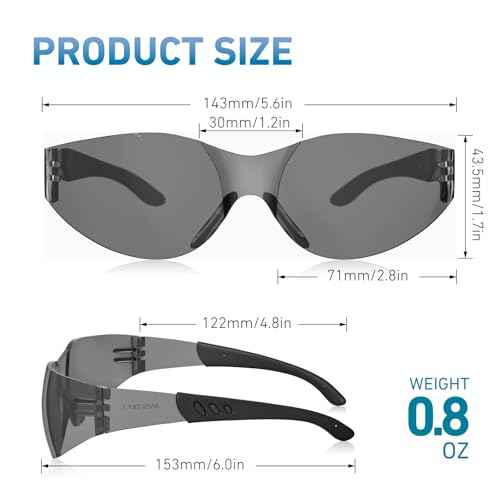 Safety Glasses ANSI Z87.1 Certified - Scratch-Resistant Protective Eyewear for Men & Women, Ideal for Construction & Shooting