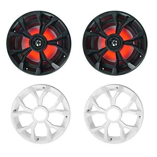 Rockville RKL65MBW (2) 6.5" 700W Marine Speakers, 4 Ohm, LED Lights, CEA Compliant, Coaxial, Waterproof, Black/White Grilles for Boats, ATVs, UTVs