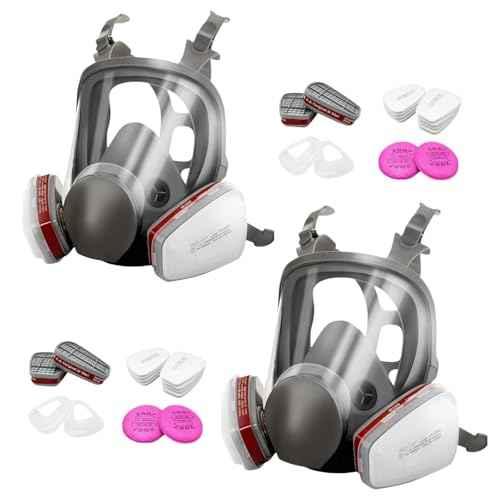 2 Set 6800 Full Face Gas Mask - Anti-fog, Dust-proof Respirator with 2097 & 6001CN Filters Protection for Painting, Chemicals, Polishing, Welding