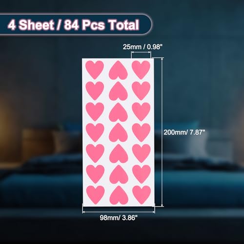 PATIKIL 84 Pcs Glow in The Dark Heart Stickers, Adhesive Glow Heart Sticker Glow in The Dark Wall Decals Luminous Decor for Room Ceiling Decoration Party Birthday, Pink