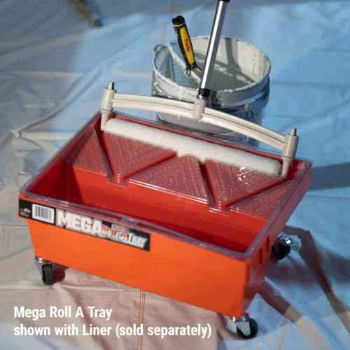 Orange, Zorr Corp, Mega Roll-A-Tray Rolling Paint Tray with Wheels (MRT-21)? Heavy-Duty 3 Gal Capacity, Portable Paint Roller, Spill Guard Lip, Includes casters, for Professional Painting, DIY, Home.