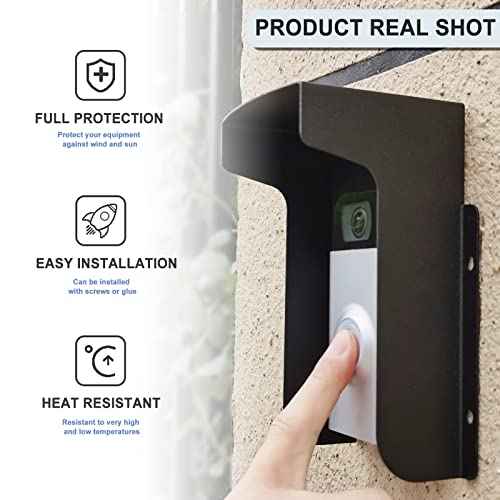 Doorbell Rain Cover Ring Doorbell Anti-Glare, Steel Weather-Blocking Cover Glare Sun Shade Protection for Most Video Doorbells