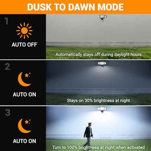 85W 9000LM LED Motion Sensor Outdoor Lights, 6500K Security Lights with Night Light, Dusk to Dawn, IP65 Waterproof, 4 Head Flood Light Motion Detected for Outside, Garage, Yard, Porch