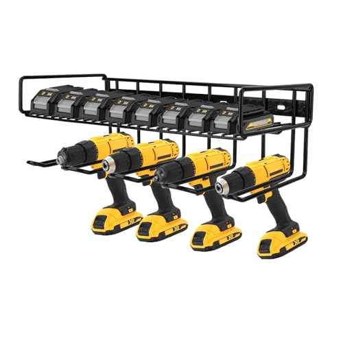 Power Tool Organizer Wall Mount, Heavy Duty 2 Layer Cordless Tool Organizer 4 Drill Organizer Wall Mount Black Shelf Power Tool Organizer Garage