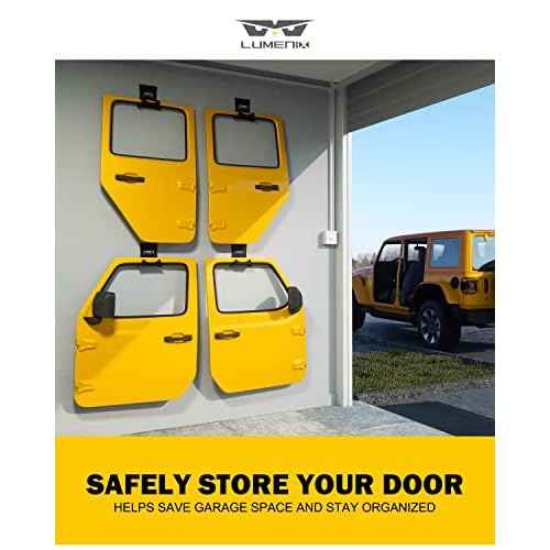 LUMENIX Heavy Duty Door Storage Hangers Bracket, Wall-Mounted Systems Kits Doors Holder Racks Compatible with 1956-2025 Jeep Wrangler CJ YJ TJ JK JKU JL JLU LJ JT (4 PCS, Animal Pattern)