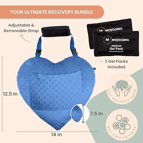 MOYOAMA Open Heart Surgery Pillow for Heart Surgery Recovery Gifts - After Bypass Surgery Must Haves, Gifts for Chest Surgery Recovery, Seatbelt Pillows for Post-Surgery, Shock Absorbing Chest Pillow