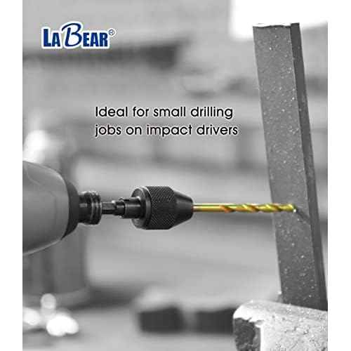 LABEAR- Drill Chuck Keyless Mini 3-Jaw Adapter with Quick-change 1/4" Hex Shank to Hold 1.5-6mm Alloy Black Drill Bits Milling Cutters