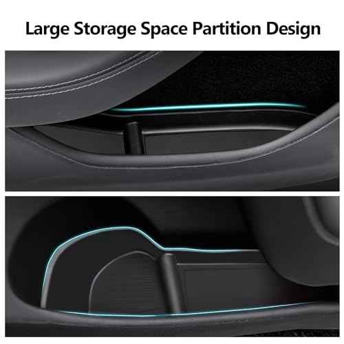 4PCS Door Side Storage Box for Tesla Model 3 Highland 2026 2025, TPE Front Rear Door Slot Organizer Tray Trash Can Model 3 Accessories 2024+
