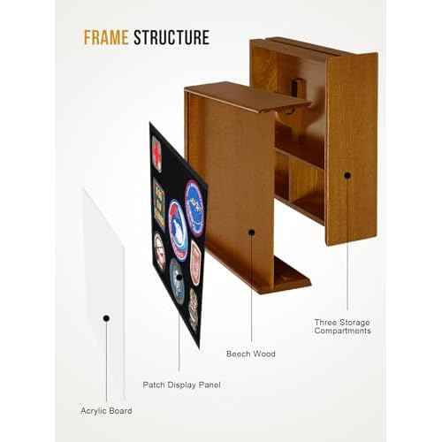 1TG Concealment Furniture, Concealment Shelf Wall Mounted Hidden Storage Box Compartment Furniture Hidden Shelf Wooden Picture Photo Frame with Patches Display Panel(Red Brown)