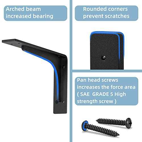 12inch x 7inch shelf brackets,L Shelf Brackets, die-cast formation, vertical Angle, premium alloy metal heavy duty shelf bracket, high strength Mounting Hardware Included, Corner Brace Joint,pack of 4