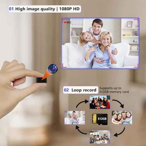 Hidden Camera Mini Spy Camera 1080P Small Security Camera, Tiny Portable Camera, Covert Nanny Cam, Indoor Home Office Security Cameras, Night Vision, Motion Detection, Gravity Sensor, Loop Record