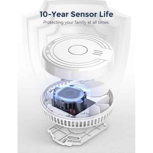 Ecoey Smoke Alarm Fire Detector with Photoelectric Technology and Low Battery Signal (Battery Include), Fire Alarm with Test Function for Home, Bedroom, FJ136GB, 4 Packs