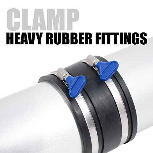 Fulton 5" Inch to 6" Thumb Screw Key Adjustable Stainless Steel Hose Clamps - 5 Pack, Pipe, Dryer Vent, Dust Collection, Automotive, RV Clamps