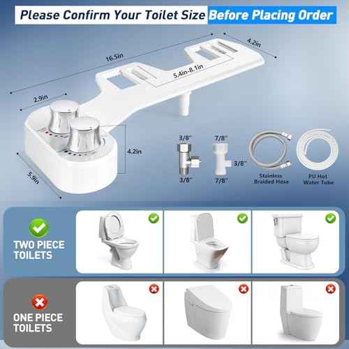 Bidet Attachment for Toilet Warm Water, Hot and Cold & Pressure Adjustable, Dual Nozzle, Self-Cleaning, Non-Electric Heated Ultra-Slim Toilet Bidet, Rear and Female Wash (White)