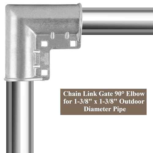Acrux7 8 Pack Aluminum Chain Link Fence Gate Corners for 1-3/8" x 1-3/8" Outdoor Diameter Pipe, Chain Link Fence Parts Gate Elbow, Pressed Gate Corner, Bolts and Nuts Included