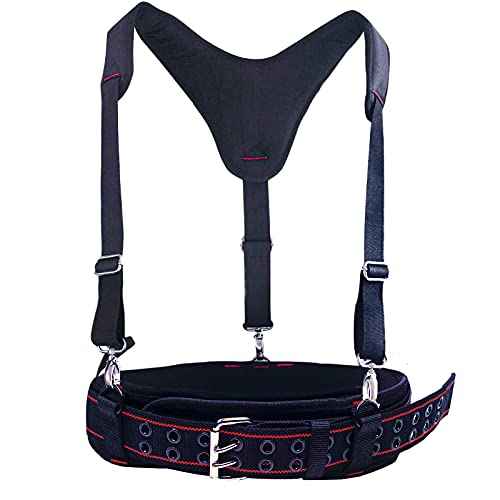 AISENIN 3 inch Padded Tool Belt Work Tool Belt for Heavy Duty Work (Red)