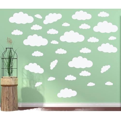 JEPELUS Cloud Wall Decals for Nursery Removable DIY Large Sticker Self Adhesive Wallpaper for Living Room Children Baby Kids Boys Girls Bedroom Home Decor Art Mural Dec