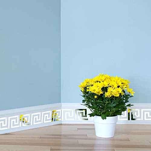 Shappy 24 Pcs DIY Mirror Wall Stickers Removable Adhensive Geometric Greek Decals Peel and Stick for Home Living Room Bedroom Decor Background Decoration(Silver)