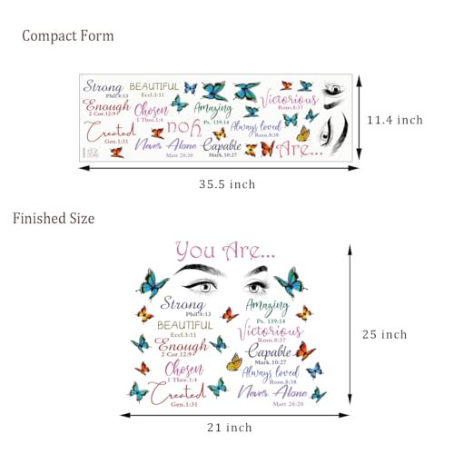 Datesno Beautiful Eyelash Eyes Wall Decor Vinyl Art Inspirational Quotes You Are Beautiful Stickers Butterfly Decals Bedroom Decoration for Living Room Home Decor, Chroma