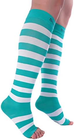 Doc Miller Compression Socks for Pregnant Women – Wide Calf, Open Toe Knee Sleeve 15-20 mmHG,Toeless Pregnancy Stockings for Varicose Veins, Footless Shin Splint Relief, 1 Pair
