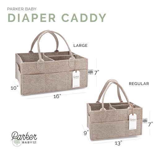 Parker Baby Diaper Caddy - Nursery Storage Bin and Car Organizer for Diapers and Baby Wipes - Oatmeal, Regular
