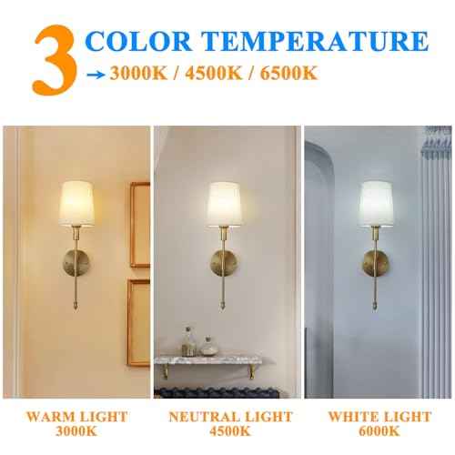 Battery Operated Wall Sconce Set of Two,Gold Wireless Modern with Remote Control Rechargeable Dimmable Lighting Indoor, LED Wall Lamp Fixtures for Bedroom, Living Room, 2-Pack