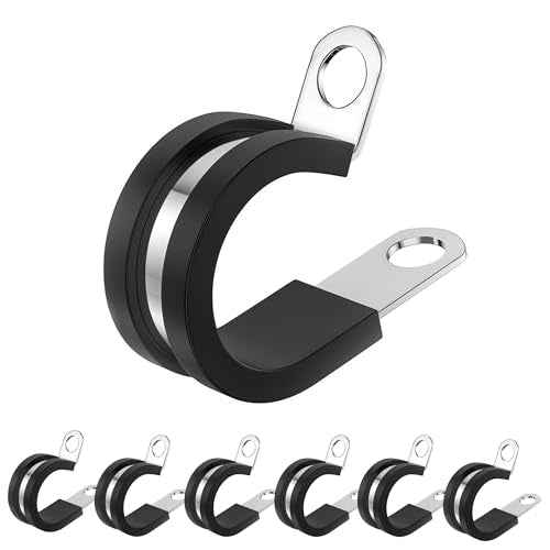30 Pack Cable Clamp, 3/4 Inch Stainless Steel Wire Clamp with Metal Rubber Clips £¬Cable Clamps Assortment Kit for Cable Rigid Pipe Strap (20mm)