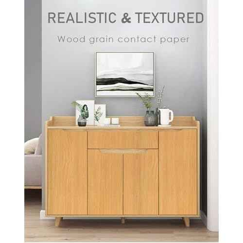 Sevalo Wood Contact Paper Wood Peel and Stick Wallpaper Light Wooden Grain Contact Paper for Cabinets and Drawers Self Adhesive Removable Wallpaper 17.7inW 630inL Oak Natural Easy to Install & Clean