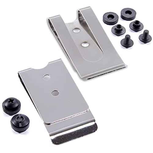 HolsterSmith Universal Metal Belt Clip - fits up to 2.0 inch Belts - Nickel & Black Finish ? with Mounting Hardware