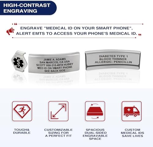 Divoti Custom Engraved Medical Alert ID Bracelet – Dual-Sided Laser Etching, Silicone Wristband, Stainless Steel Security Clasp – Adjustable & Trim-to-Fit – Emergency Medical Info Band for Men & Women