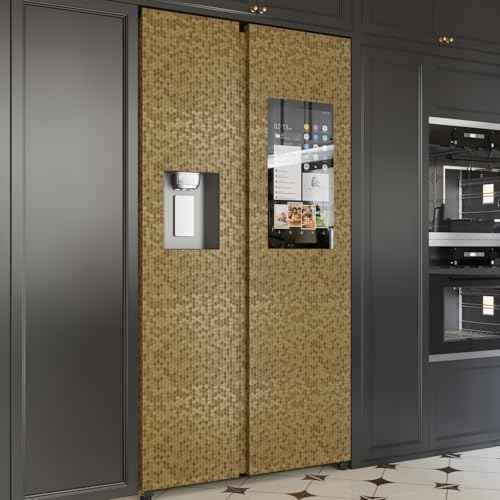 CRE8TIVE Metallic Mustard Gold Peel and Stick Wallpaper Textured 12"x80" Hexagon Honeycomb Gold Wallpaper for Kitchen Fridge Vinyl Wrap Waterproof Adhesive Metallic Contact Paper for Cabinets Drawers