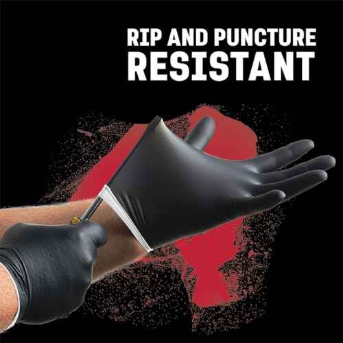 Venom Steel Industrial Nitrile Gloves, Chemical Resistant Disposable Black Gloves, Latex-Free, Powder-Free, Textured Grip, Heavy Duty Two-Layer Protection, 6 mil, XXL, (Pack of 90)
