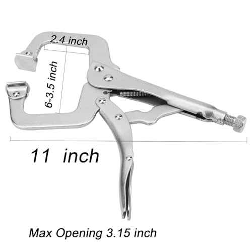 4 Packs 11 Inch Large C Clamp Locking Pliers with Swivel Pads, Heavy Duty Vice Grip Clamp Set, Adjustable Welding Clamps Tools for Woodworking Welding