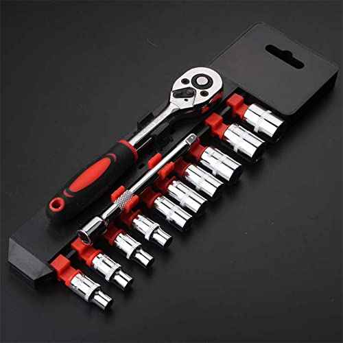 1/4¡± Ratchet Socket Wrench Set, Mechanic Tool Kit and Sockets Set with Quick Release Reversible Ratchet Handle and Extension Bar, 12 Pcs Set