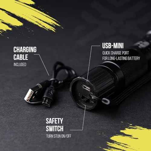 2-in-1 Stun Gun Flashlight | Rechargeable Stun Gun for self Defense Men Women | Shockwave Mini Tactical Stungun | Palm-Sized | 150-Lumen, 9,000 Volts to Deter Attackers