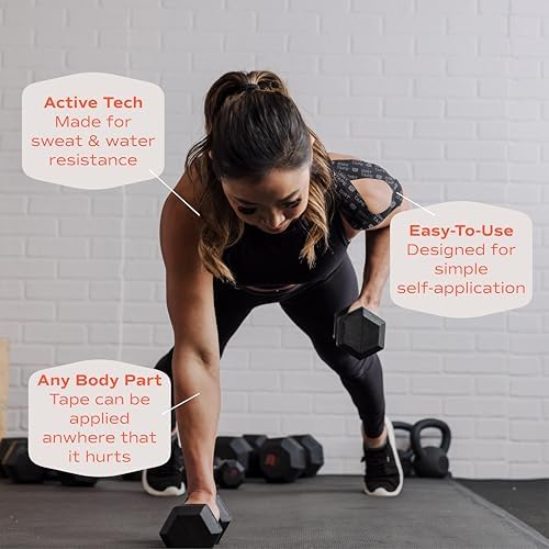 Premium Cotton, Elastic Kinesiology Athletic Tape, 2 Continuous Uncut roll (16.4 feet Long). Latex Free, Hypo-Allergenic, Water Resistant (Black)