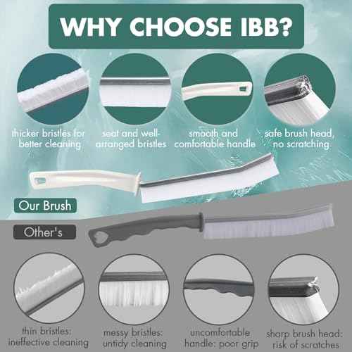 IBB 3PCS Hard Bristle Crevice Cleaning Brush, Small Cleaning Brush for Household Use, Thin & Hard to Reach Gap Cleaning Brushes, Bristled Crevice Brush for Kitchen Sink, Bathroom Tiles & Window Track