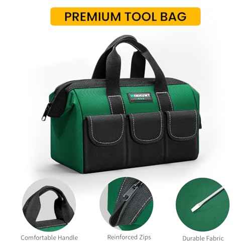 Tool Bag 3 Pack, Tool Organizer Set with Multiple Pockets, 12/15/17 inch Tool Bag Organizer, Oxford Fabric, Green