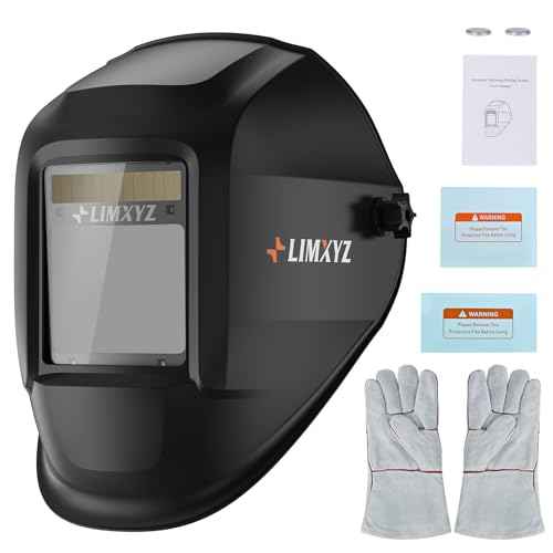 Welding Helmet Auto Darkening,Large Viewing 3.94 * 3.15" True Color Welding Hood With 4 Arc Sensors Solar Powered,Wide Shade 5-9/9-13 for TIG, MIG, MAG With Welding gloves (L-001)