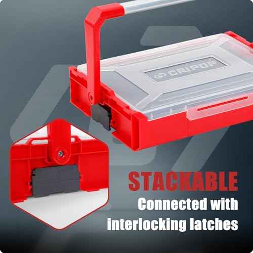 Stackable Tool Box, Portable Tool Storage Case with Pre-Cut Foam and Handle, Electrical Tool Organizer for Workshop, Garage, Household