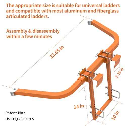 Ladder Stabilizer,Extended Ladder Stabilizer Accessory for Roof Gutter£¦Wall,Ladder Stand-Off 450 lbs Heavy Duty Steel Wing Span/Wall Ladder Standoff with Non-Slip Rubber Bottom Pad
