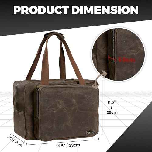 Kaaltisy 16oz Waxed Canvas Tool Bag ? Robust Zipper Garden Tools Tote with 3 Compartments & Padded Handle (Grey) ? Tool Organizer for Gardening Wire Cutters Goggles