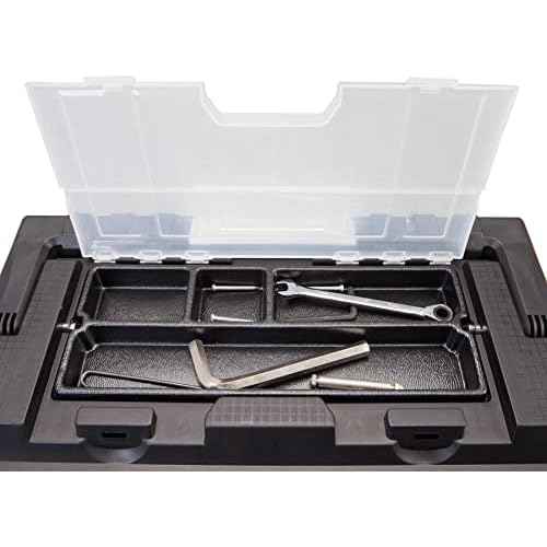 Torin 19-Inch Tool Box Storage Organizer Stainless Steel&Plastic Portable Toolbox with Long Handle and Removable Tray for Home Garage Workshop,A5519BB